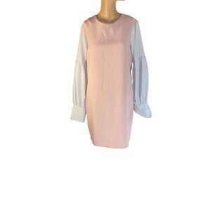 English Factory Pink and White Long Sleeve Dress